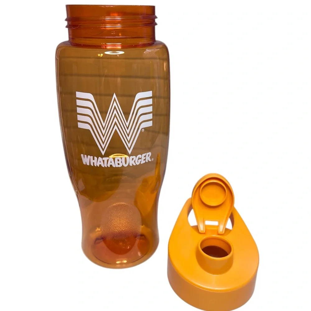 Whataburger Water Bottle NEW Orange Plastic Flip Top Carry Handle BPA Free